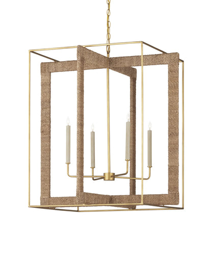 Purebred Large Lantern, 3-Light, Contemporary Gold Leaf, 36"H, Currey and Company (9000-0217 KLU1)