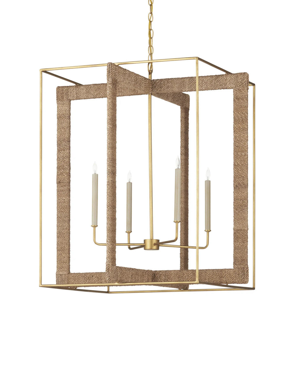 Purebred Large Lantern, 3-Light, Contemporary Gold Leaf, 36"H, Currey and Company (9000-0217 KLU1)