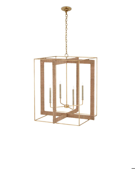 Purebred Large Lantern, 3-Light, Contemporary Gold Leaf, 36"H, Currey and Company (9000-0217 KLU1)