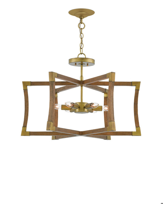 Currey and Company Bastian Small Chestnut Semi-Flush Mount Chestnut, Brass