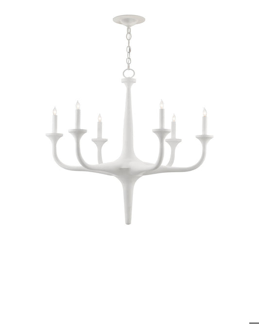 Currey and Company Albion White Chandelier Gesso White