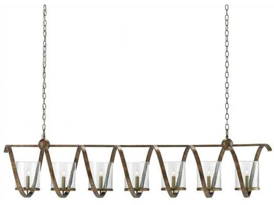 Currey and Company Maximus Grande Bronze Chandelier Pyrite Bronze, Clear