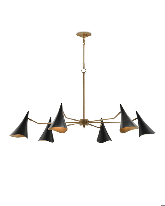 Currey and Company Library Chandelier Oil Rubbed Bronze, Antique Brass