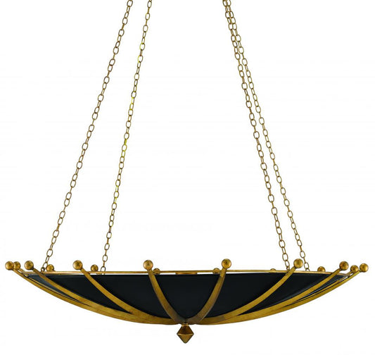 Fontaine Black & Gold Chandelier Currey and Company 9000-0319