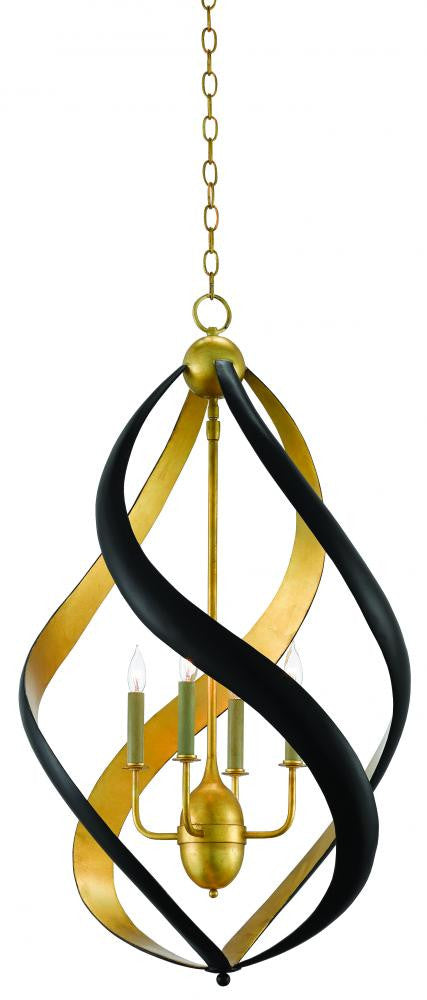 Trephine Black & Gold Chandelier Currey and Company 9000-0321
