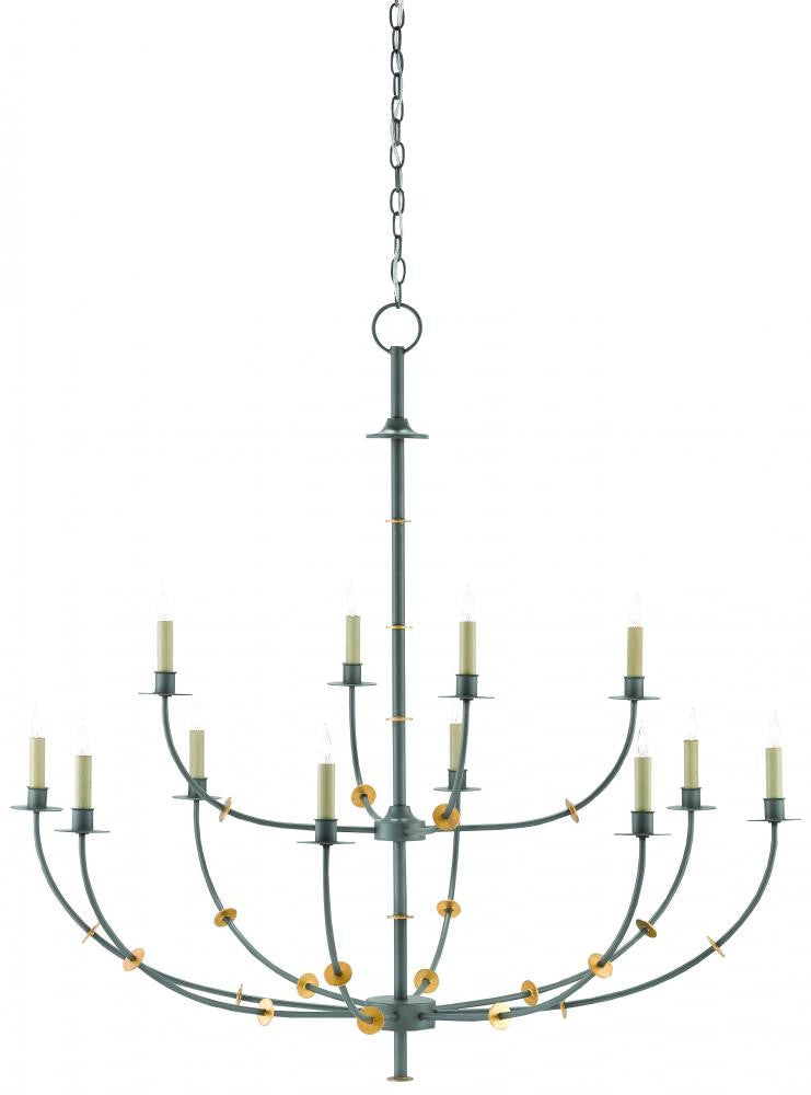 Balladier Gray Chandelier Currey and Company 9000-0331
