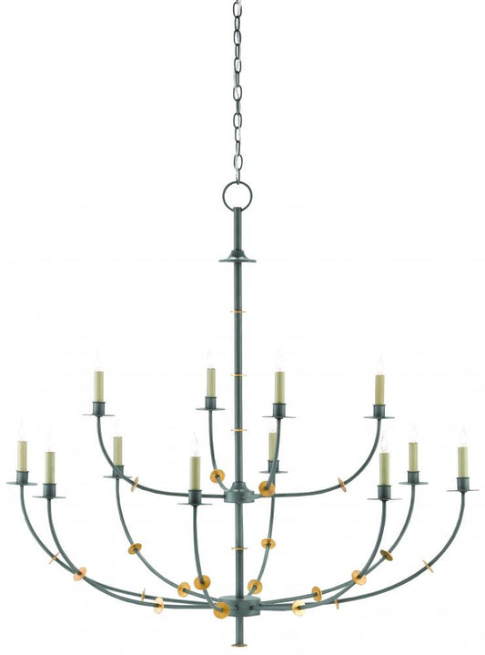 Balladier Gray Chandelier Currey and Company 9000-0331
