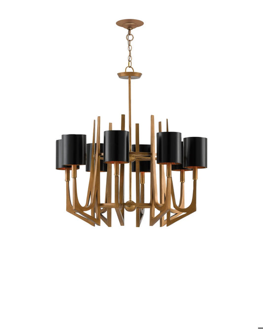 Currey and Company Umberto Brass Chandelier Brass, Black