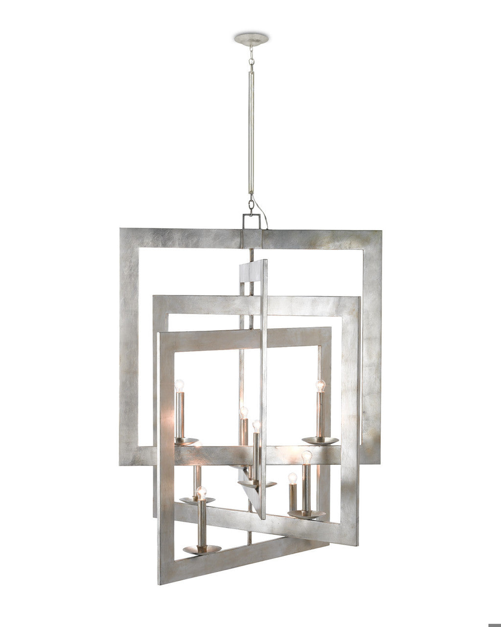 Currey and Company Middleton Grande Silver Chandelier Contemporary Silver Leaf