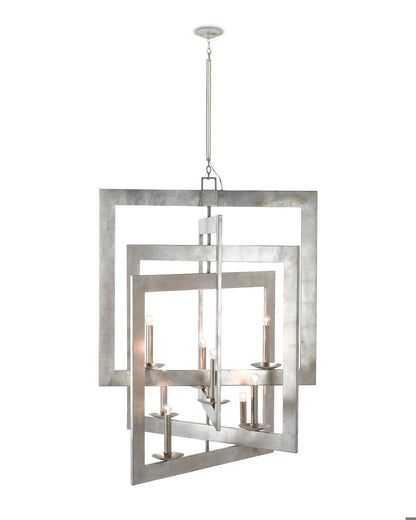 Currey and Company Middleton Grande Silver Chandelier Contemporary Silver Leaf