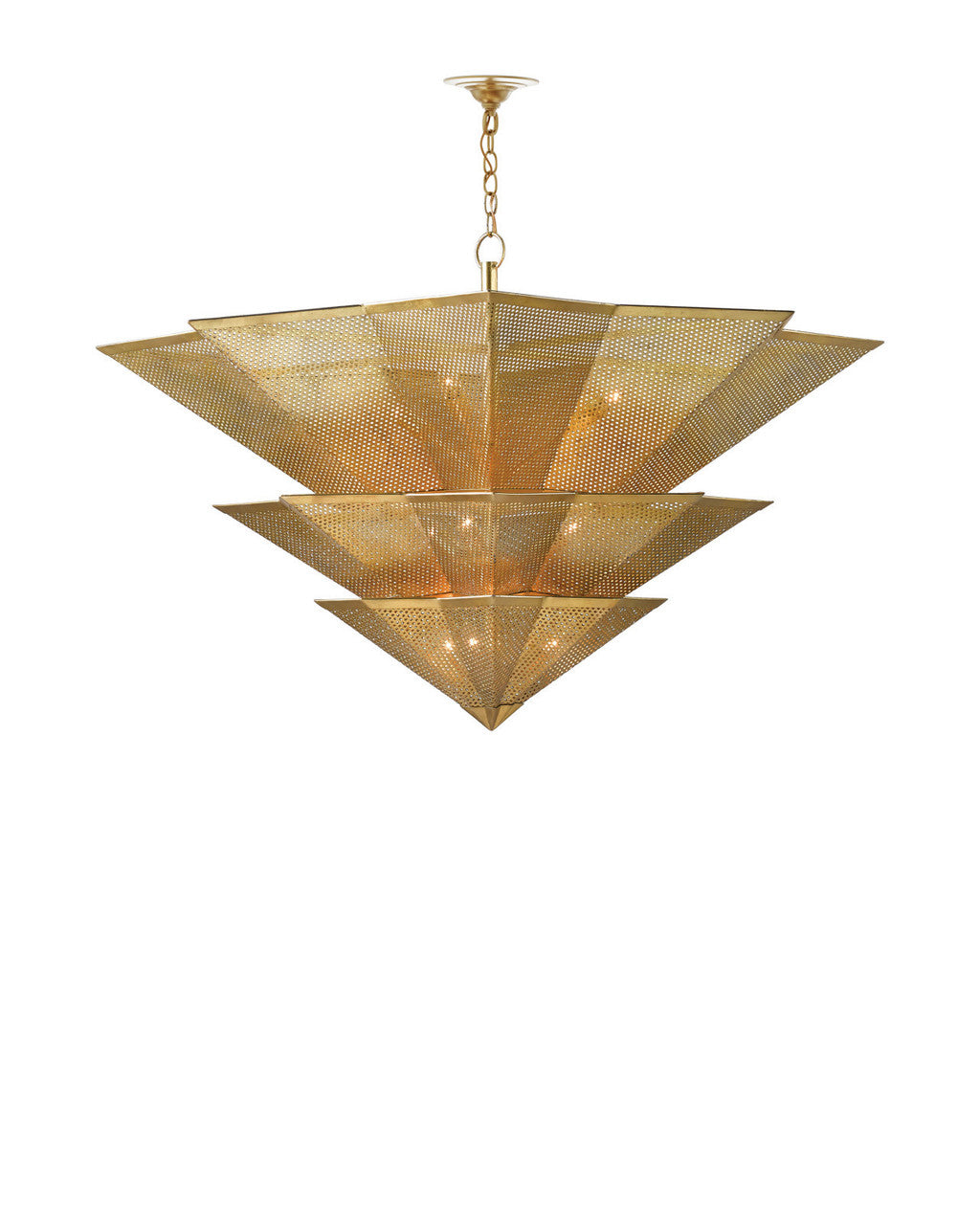 Currey and Company Hanway Gold Chandelier Antique Gold Leaf