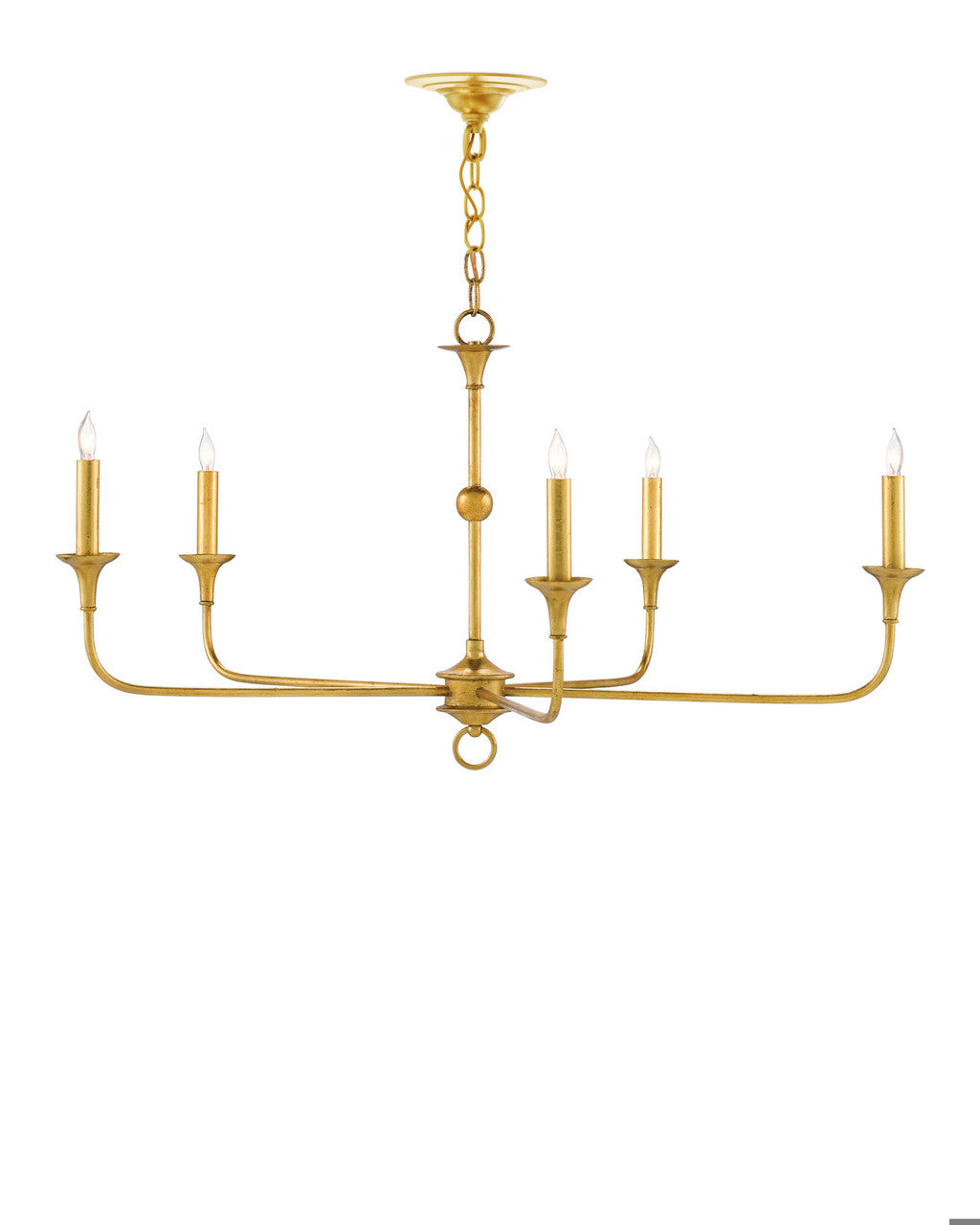 Currey and Company Nottaway Small Gold Chandelier Contemporary Gold Leaf