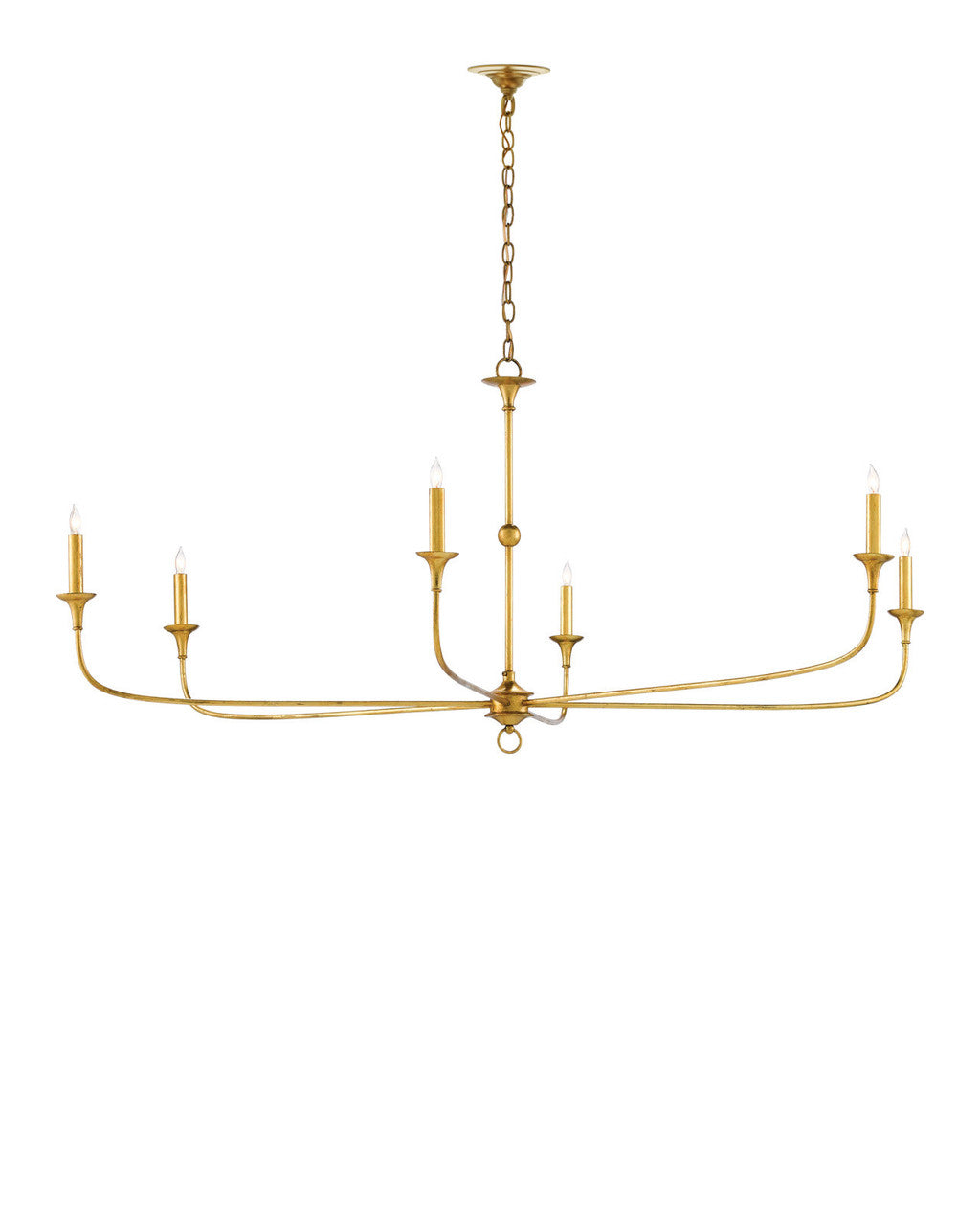 Currey and Company Nottaway Large Gold Chandelier Contemporary Gold Leaf