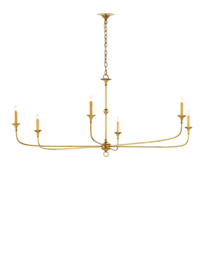 Currey and Company Nottaway Large Gold Chandelier Contemporary Gold Leaf