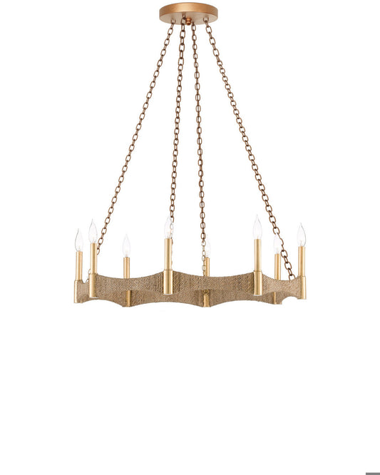 Currey and Company Mallorca Chandelier Natural, Dark Contemporary Gold Leaf