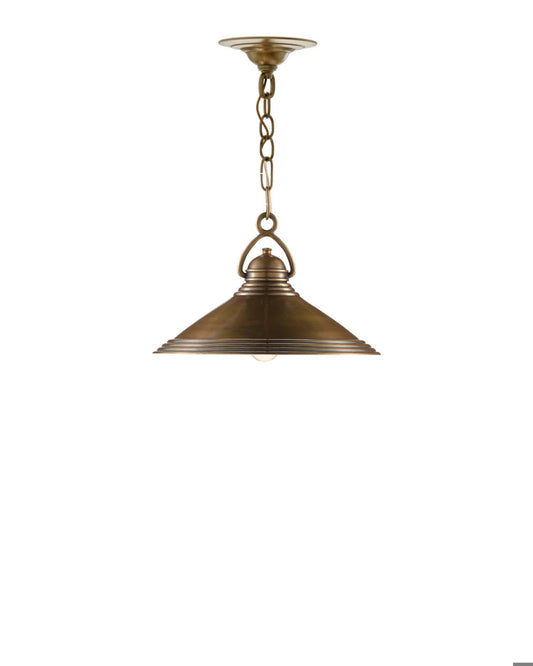 Currey and Company Weybright Brass Pendant Vintage Brass