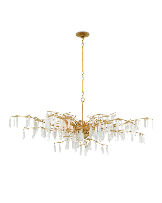 Currey and Company Forest Dawn Gold Chandelier Washed Lucerne Gold, Natural