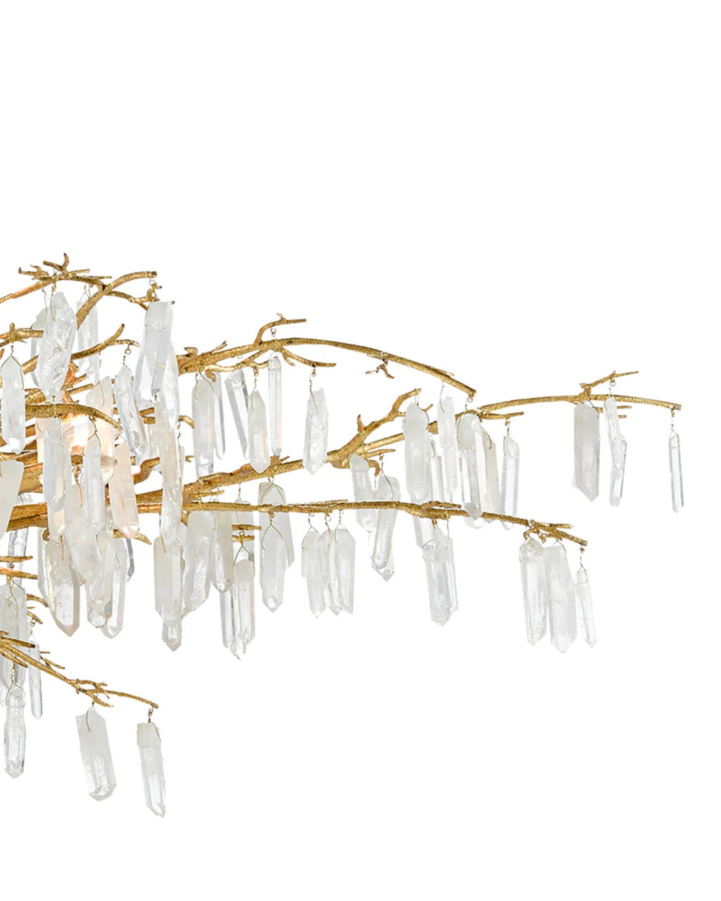 Forest Dawn Chandelier, 1-Light, Washed Lucerne Gold, Natural, 60.25"W, Currey and Company 9000-0438