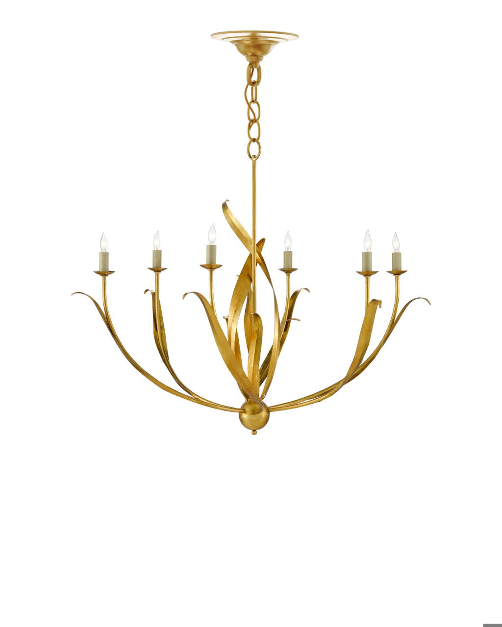 Currey and Company Menefee Gold Chandelier Antique Gold Leaf