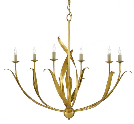 Menefee Chandelier, 1-Light, Antique Gold Leaf, 32"W, Currey and Company (9000-0444 RF99)