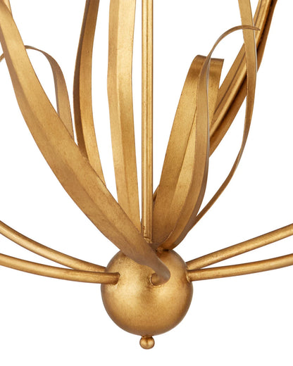 Menefee Chandelier, 1-Light, Antique Gold Leaf, 32"W, Currey and Company 9000-0444