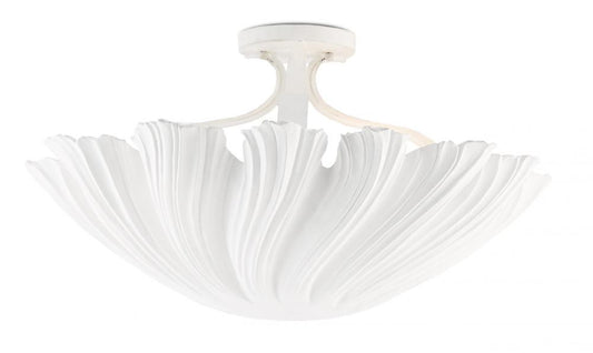 Currey and Company Hadley White Semi-Flush Mount Gesso White