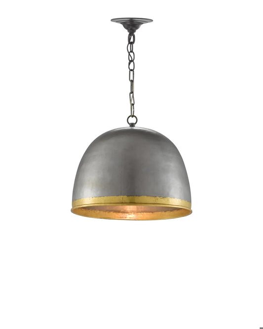 Currey and Company Matute Pewter Pendant Pewter, Polished Brass