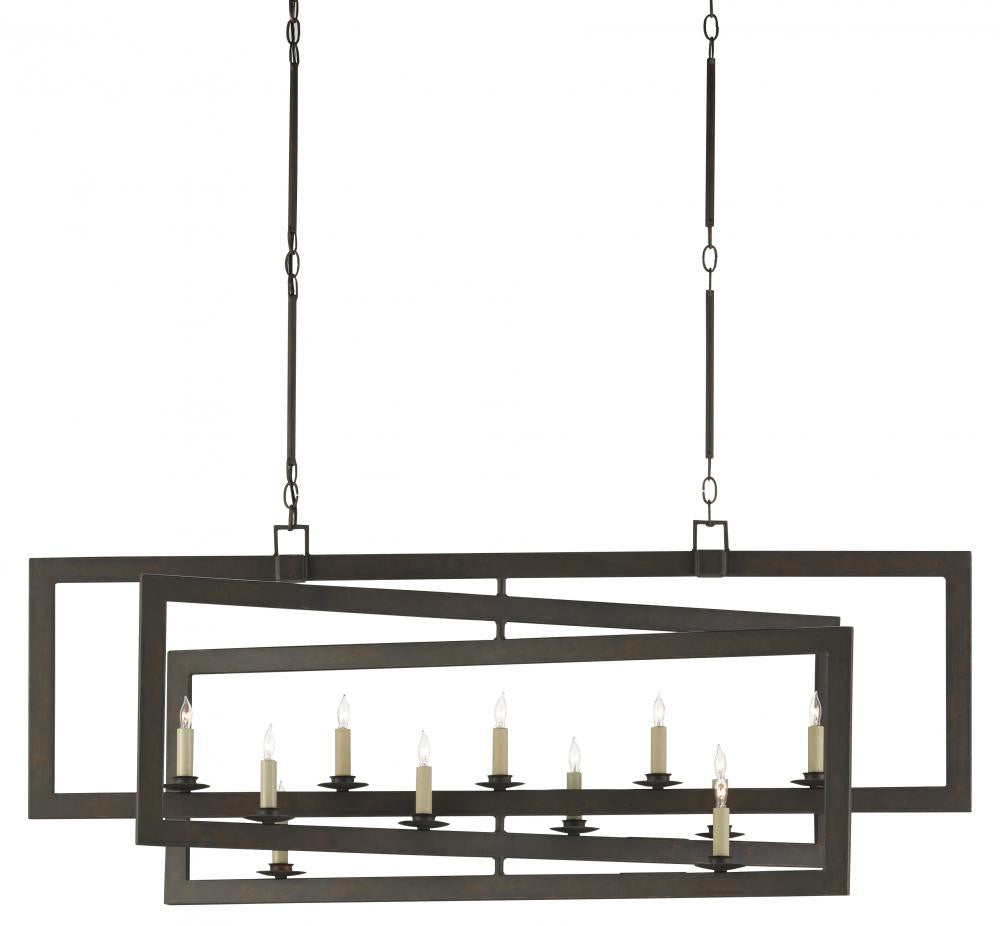 Currey and Company Middleton Rectangular Bronze Chandelier Bronze Gold