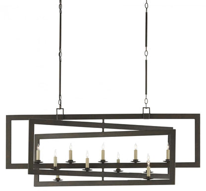 Currey and Company Middleton Rectangular Bronze Chandelier Bronze Gold