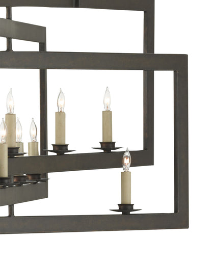 Middleton Rectangular Bronze Chandelier Currey and Company 9000-0525