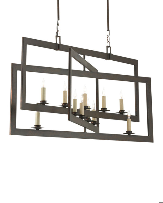 Middleton Rectangular Bronze Chandelier Currey and Company 9000-0525