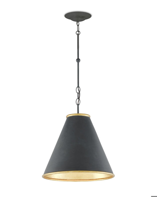 Currey and Company Pierrepont Small Black Pendant Antique Black, Contemporary Gold Leaf, Gold