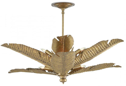 Currey and Company Tropical Gold Semi-Flush Mount Vintage Brass