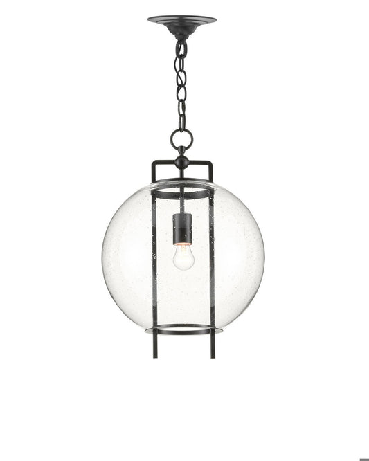 Currey and Company Breakspear Glass Pendant Clear, Antique Black