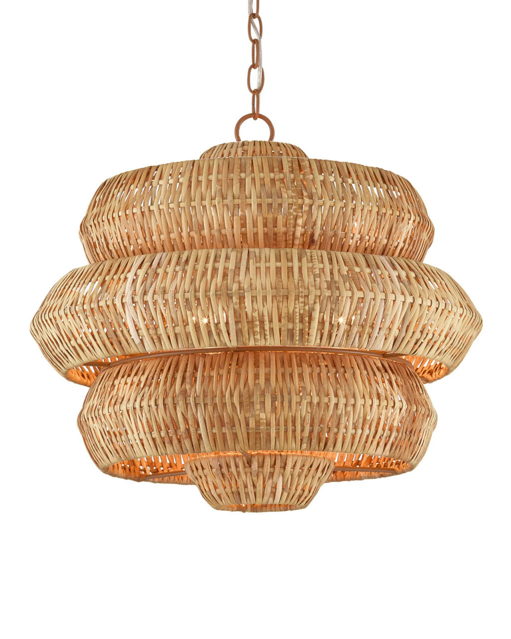 Antibes Small Chandelier, 3-Light, Khaki, Natural Rattan, 22.5"W, Currey and Company (9000-0604 RP27)