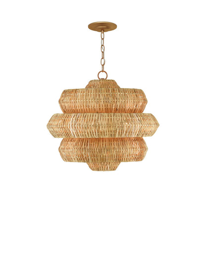 Antibes Small Chandelier, 3-Light, Khaki, Natural Rattan, 22.5"W, Currey and Company (9000-0604 RP27)