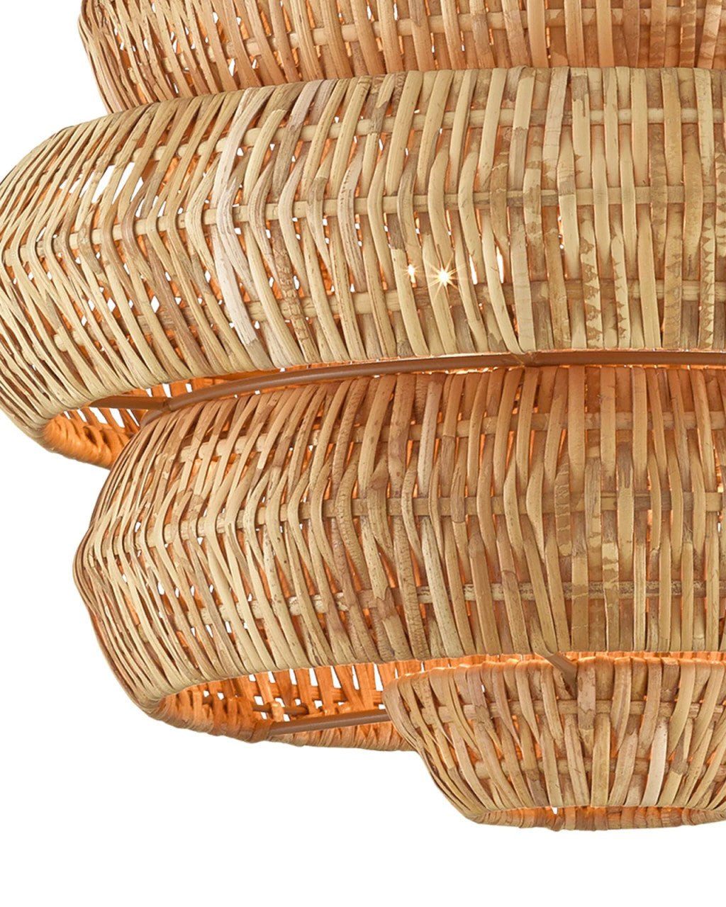 Antibes Small Chandelier, 3-Light, Khaki, Natural Rattan, 22.5"W, Currey and Company (9000-0604 RP27)