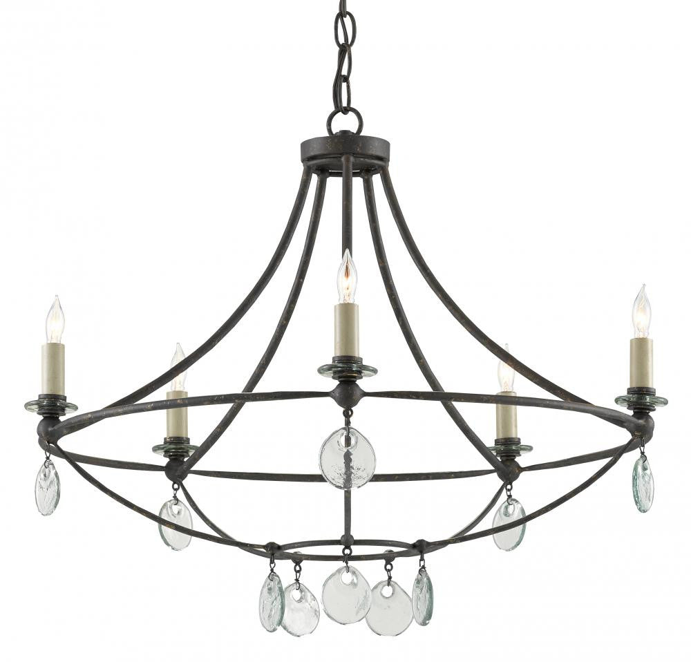 Currey and Company Novella Small Black Chandelier Mayfair, Clear