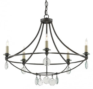 Currey and Company Novella Small Black Chandelier Mayfair, Clear