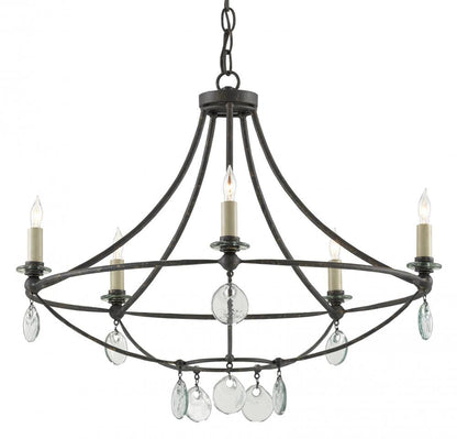 Currey and Company Novella Small Black Chandelier Mayfair, Clear