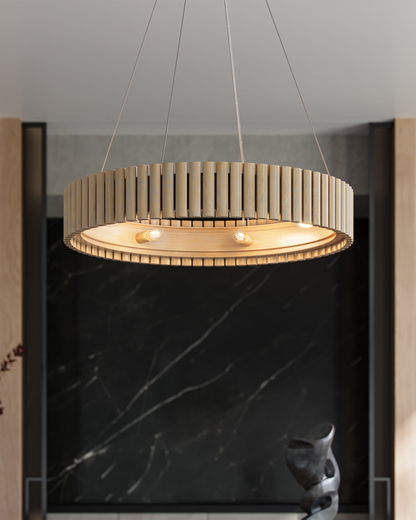 Tetterby Chandelier, 1-Light, Light Taupe, Smokewood, 31"W, Currey and Company (9000-0646 RP3H)