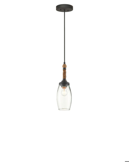 Currey and Company Hightider Pendant Clear, Natural, French Black