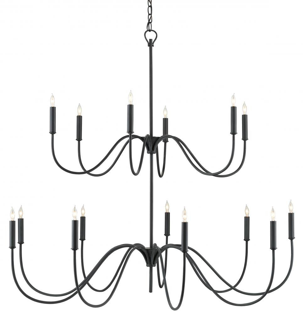 Currey and Company Tirrell Medium Black Chandelier Antique Black