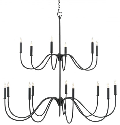 Currey and Company Tirrell Medium Black Chandelier Antique Black