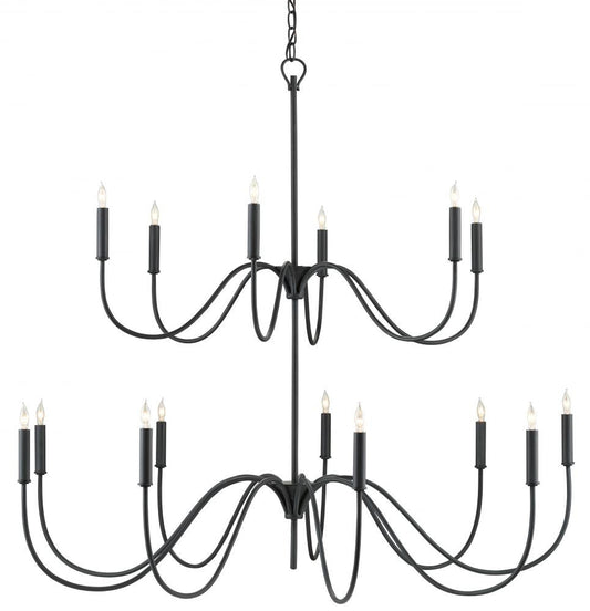 Currey and Company Tirrell Medium Black Chandelier Antique Black