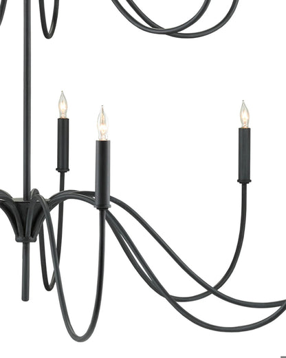 Tirrell Medium Chandelier, 27-Light, Antique Black, 45"W, Currey and Company (9000-0654 RL5E)
