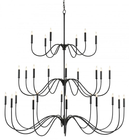Currey and Company Tirrell Large Black Chandelier Antique Black