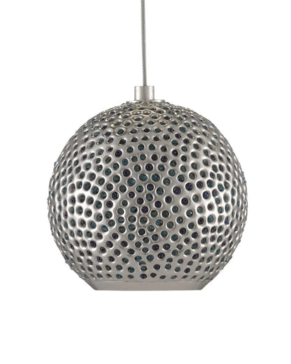 Giro Rectangular 15-Light Multi-Drop Pendant, 15-Light, Painted Silver, Nickel, Blue, 48"W, Currey and Company (9000-0685 VGYP)