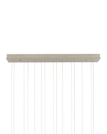 Giro Rectangular 15-Light Multi-Drop Pendant, 15-Light, Painted Silver, Nickel, Blue, 48"W, Currey and Company (9000-0685 VGYP)