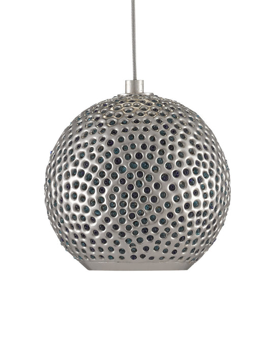Giro 30-Light Multi-Drop Pendant, 30-Light, Painted Silver, Nickel, Blue, 54"W, Currey and Company (9000-0686 VGYQ